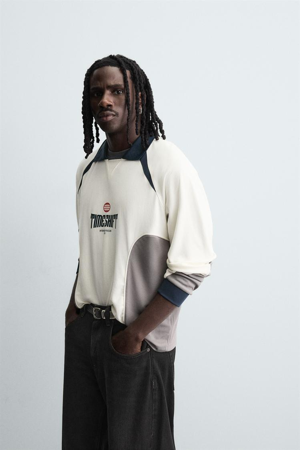 ZARA ПОЛО С ПРИНТОМ, ЭКРЮ