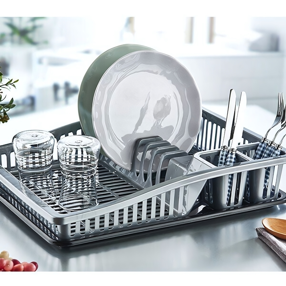 Сушка для посуды "Степ" маленькая черная-серебро