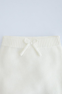 ZARA ТРИКОТАЖНЫЕ ПОЛЗУНКИ С ЗАВЯЗКАМИ, СВЕТЛЫЙ ЭКРЮ