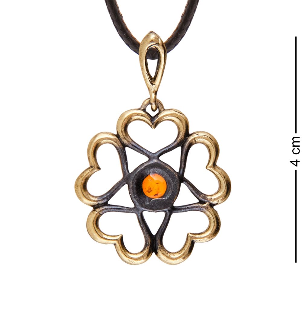 AM-3634 Подвеска «Траектория Венеры» (латунь, янтарь)