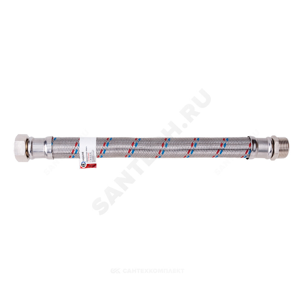 Подводка гибкая для воды нержавеющая оплетка ГИГАНТ 1" г-ш L=1.2м AQUALINE 04974