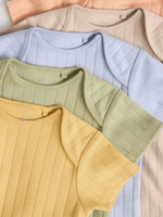 Боди с коротким рукавом для малышей Next E19-797, 5 шт., Бежевый, Светло-желтый, Хаки, Голубой