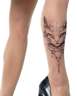 Колготки с принтом в виде кошачьей мордочки (Размер: S-M-L) (Цвет: бежевый)