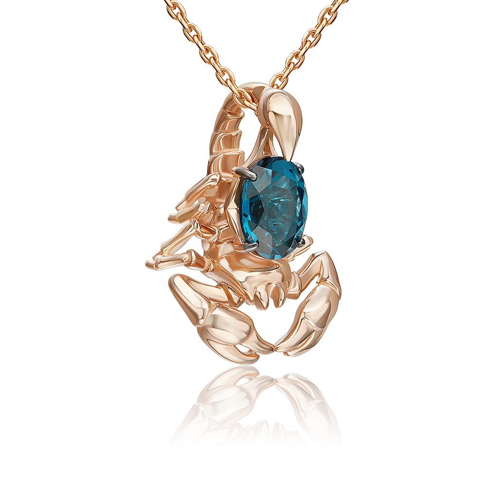 Подвеска «Скорпион» из красного золота с топазом