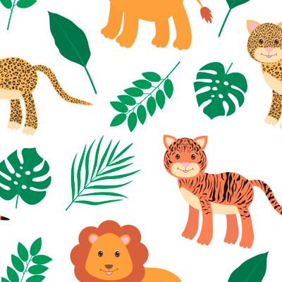 Животные и тропические листья