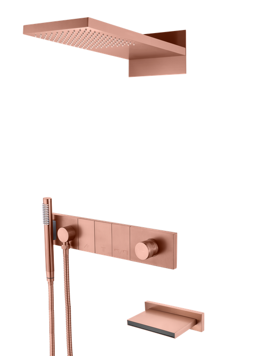 Встроенная душевая система с изливом ZODIAC, трехпозиционная Copper Brushed