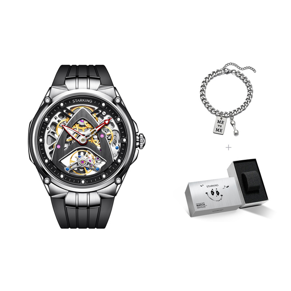 STARKING Limited Collaboration Spece X Trendy Automatic Mechanical Movement Silicone Strap Watch Men"s Watches