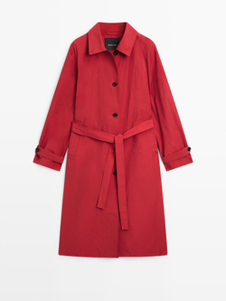 Massimo Dutti Тренч из технологичного хлопка, красный