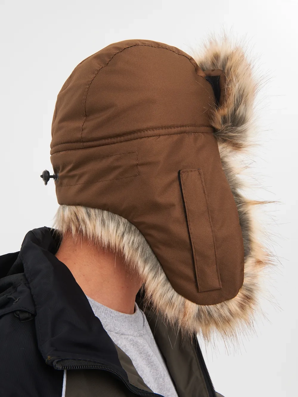 Шапка ушанка с маской Huntsman Евро Енот (Taslan, Коричневый)