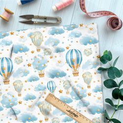 Ткань премиум таффета воздушные шары в облаках