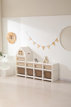 Стеллаж для игрушек UNIX Kids 9 ящиков Camel