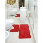 Комплект ковриков для ванной и туалета My Crystal серия Gold 50*60см, 60*100см бордовый, папоротник