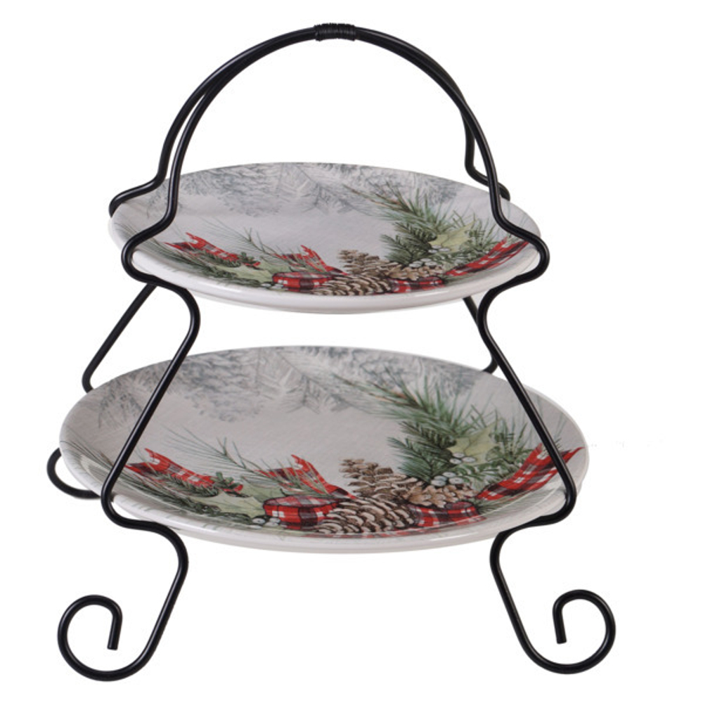 Блюдо двухъярусное Certified Int. Плющ и остролист 18см, 23см