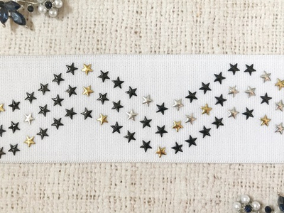 Лента эластичная со звездами, ш. 5,2 см, белый