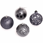 Новогодние шары 8 см (набор 24 шт) «Фактурный микс», графит
