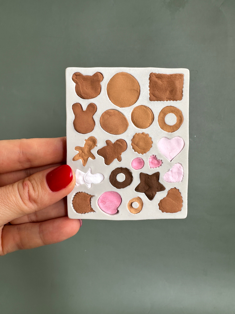 Молд силиконовый прямоугольный для лепки "Мини печенья" / форма для лепки игрушечных сладостей из полимерной глины для кукол и ватной игрушки