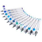 Маркер для скетчинга, двусторонние, Basir, серия "Синие тона", трёхгранные, 14 мм, спиртовые, 12 шт