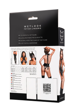 Боди Glossy Kitti с ушками на ободке из материала Wetlook