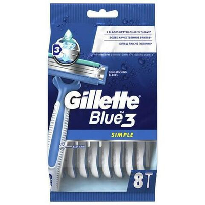 GILLETTE Blue Simple 3 бритвы одноразовые 8шт.