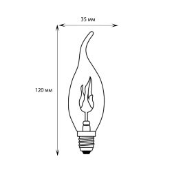 IL-N-CW35-3-RED-FLAME-E14-CL Лампа декоративная с типом свечения эффект пламени. Форма свеча на ветру. прозрачная. Картон. ТМ Uniel.