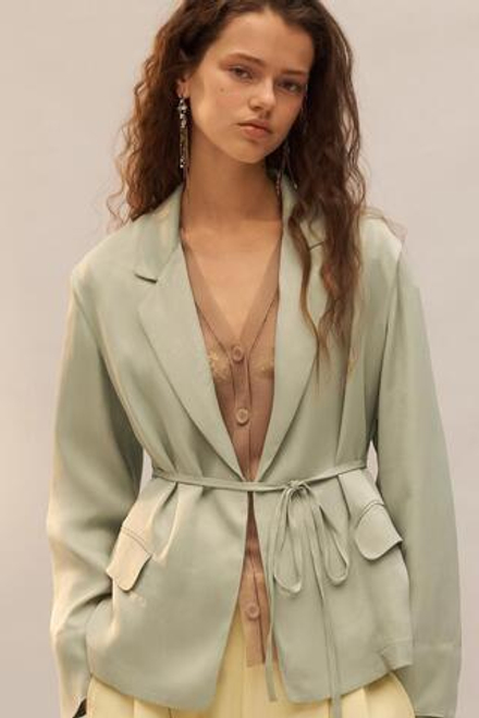 ZARA БЛЕЙЗЕР ИЗ СМЕСОВОЙ ВИСКОЗЫ - LİMİTED EDİTİON, ЦВЕТ МОРСКОЙ ВОЛНЫ