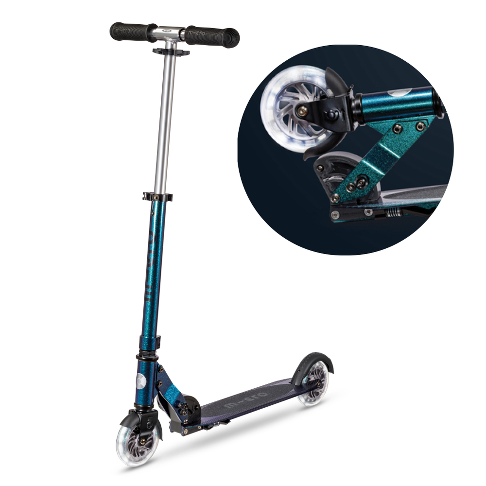 Самокат Micro Sprite жемчужно-зелёный LED