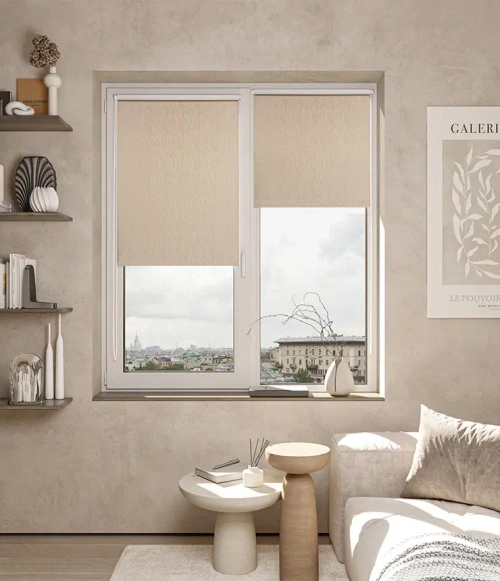 Рулонные шторы из ткани "Блэкаут Круиз" - цвет "Бежевый"