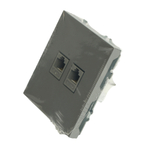 Розетка компьютерная 2-местная RJ-45 (механизм), STEKKER, серия Эмили, RST00-5111-10, платиново-серый, soft touch 49952