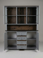 Буфет, 155х41х202, Лэйквью, для кухни и гостиной, деревянный с 4 дверями, из массива дерева, серый, MAKOSA