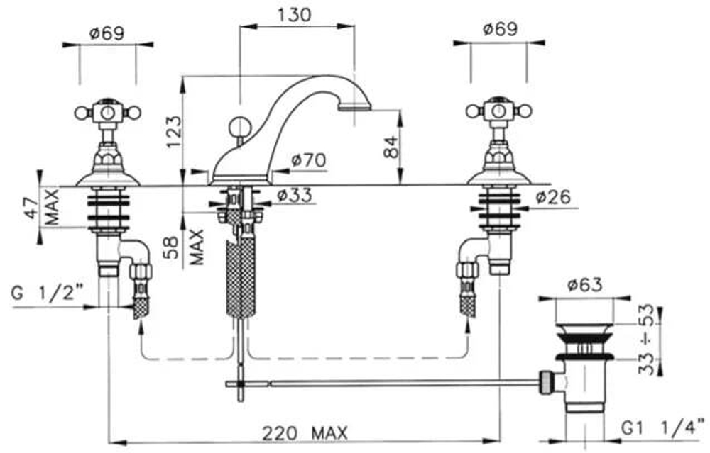 Смеситель для раковины, Nicolazzi, Dames Anglaises, 1408 BZ 18