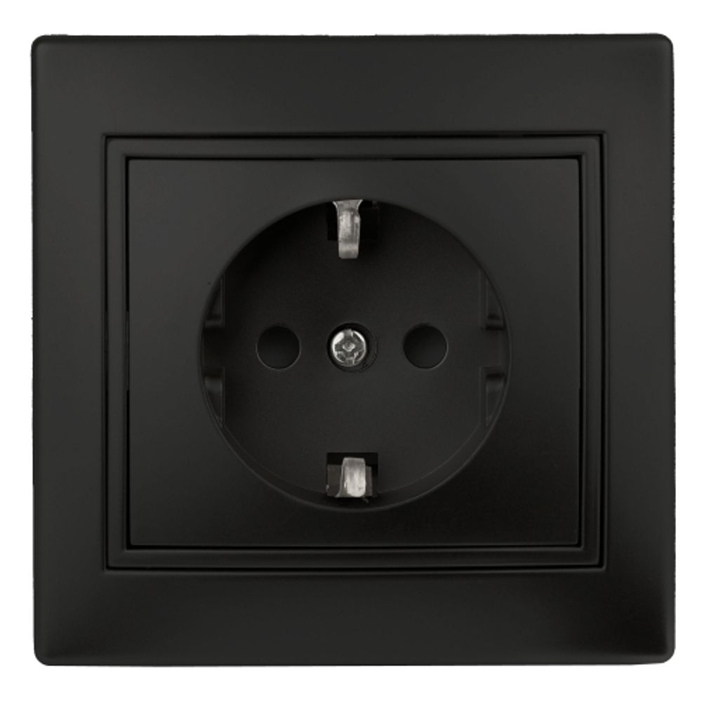 Розетка Intro Plano 1-202-05 с заземлением 2P+E Schuko, 16А-250В, IP20, СУ, антрацит