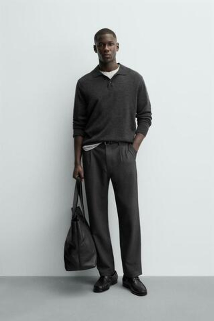 ZARA БРЮКИ STRAIGHT FIT КОМФОРТНОЙ ПОСАДКИ, СЕРЫЙ