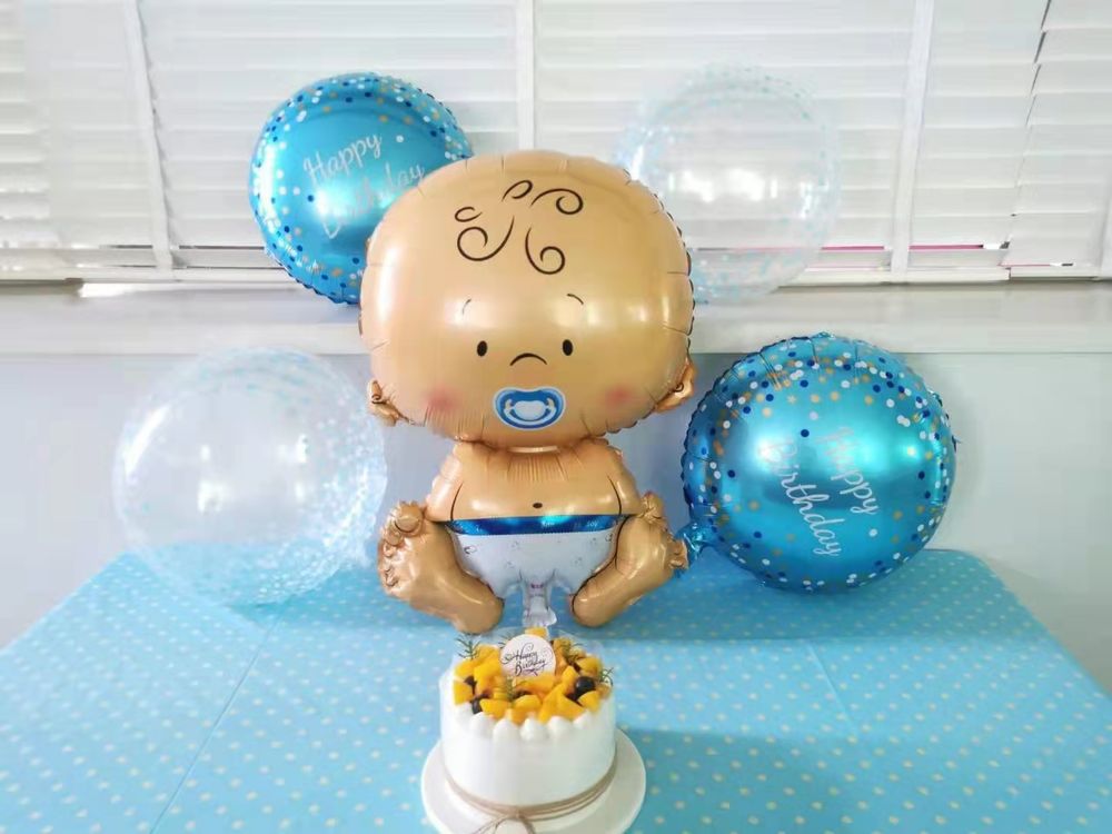 Шар (28"/71 см) Фигура, Малыш мальчик, Голубой 1 шт.