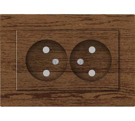 Розетка двухместная "UNIVersal" серия "Афина" б/з, с/у, з/ш, 16А, 220В, венге (еврослот) (HU2311)