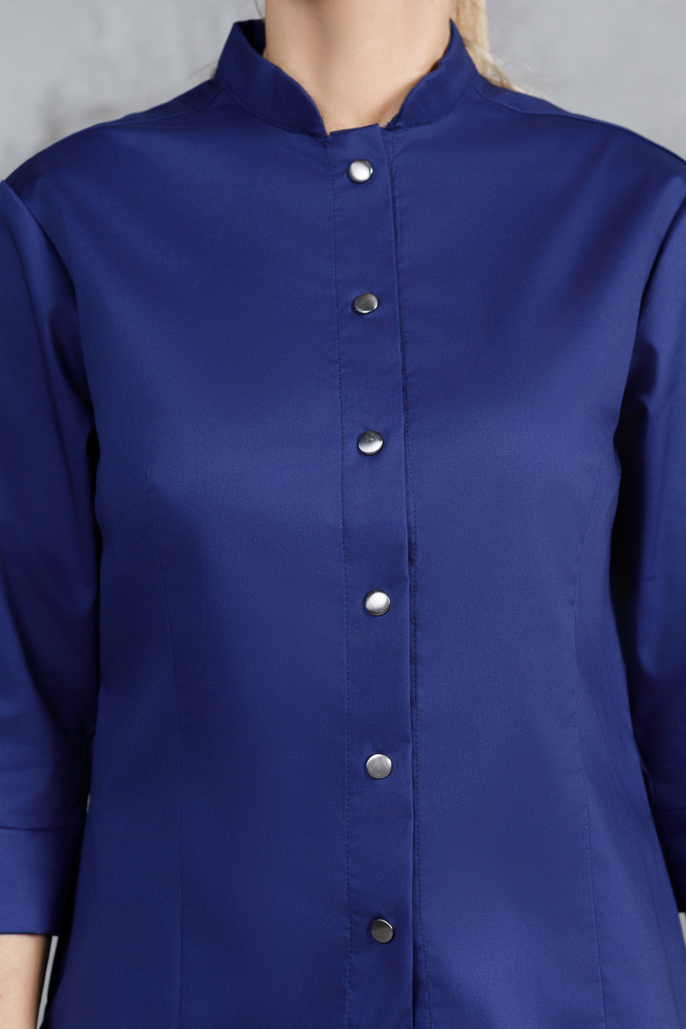 Рубашка - китель с прямой застежкой синяя женская