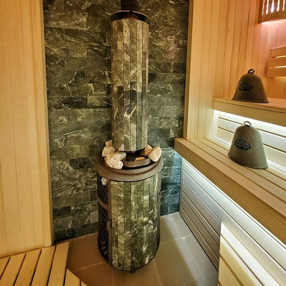 Печь банная «Атмосфера L» комбинированная сетка-ламель «Змеевик»