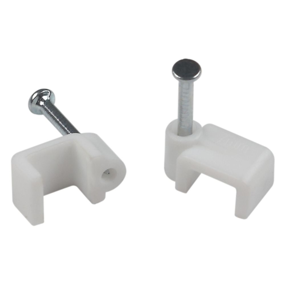 Скоба пластиковая ЭРА NO-225-286 крепежная плоская 9 мм белая (10 шт/уп) | Скобы пластиковые