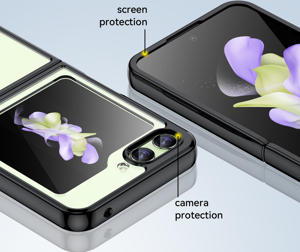 Двухкомпонентный чехол для Samsung Galaxy Z Flip 5, мягкий отклик кнопок, усиленные рамки черного цвета