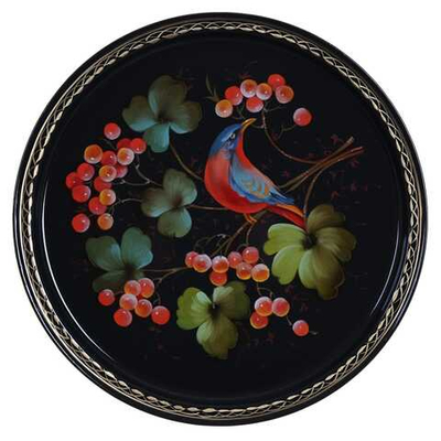 Жостовский поднос декоративный, размер 30 см (A9), металлический