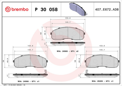 BREMBO - P30058-BRB - Komplet plocica, disk-kocnica