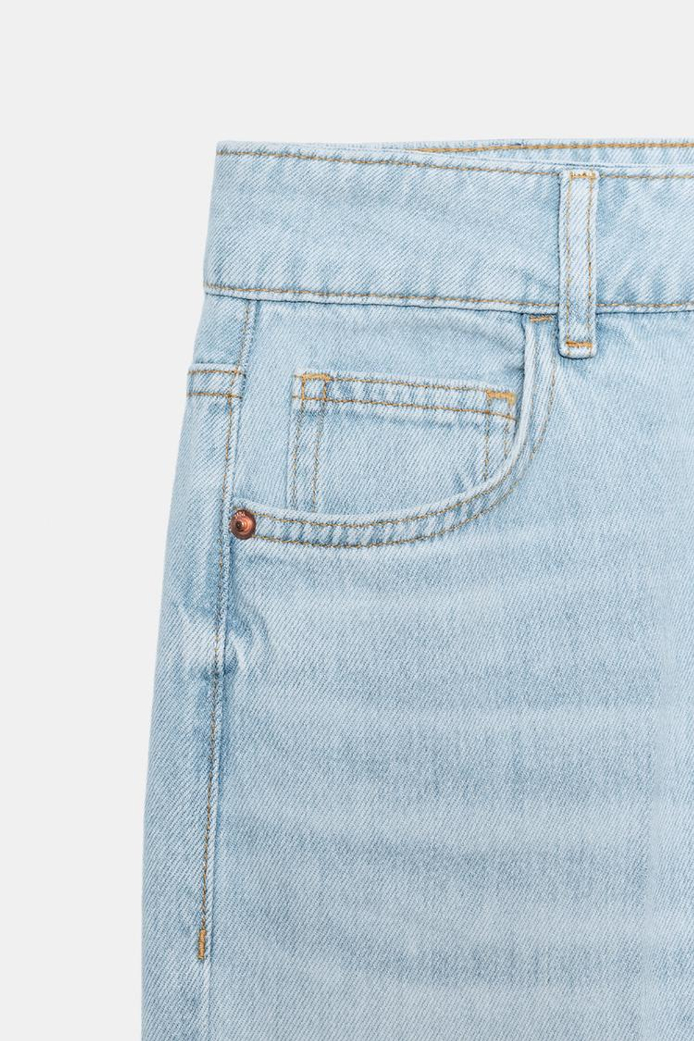 ZARA ДЖИНСЫ Z1975 WIDE-LEG СО СРЕДНЕЙ ПОСАДКОЙ И ЗАУТЮЖЕННЫМИ СТРЕЛКАМИ, ГОЛУБОЙ
