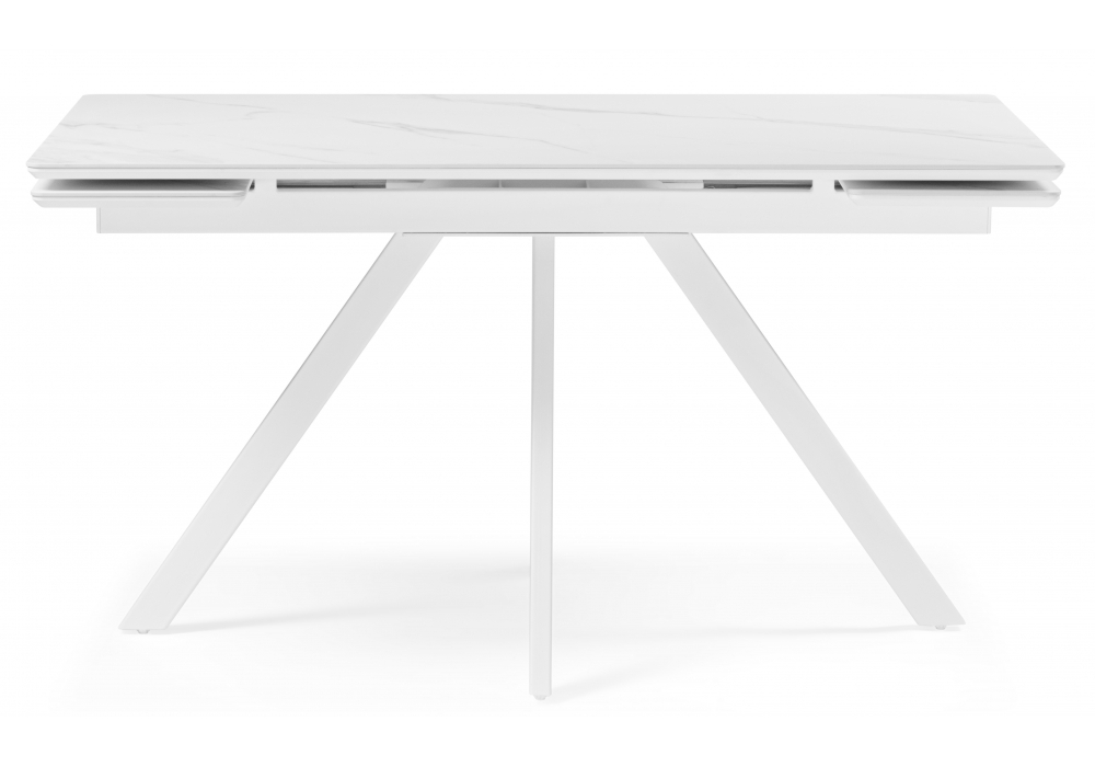 Керамический стол Woodville Вилли 140 (200) х 80 белый мрамор alpin white, snow white, белый, ножки белые