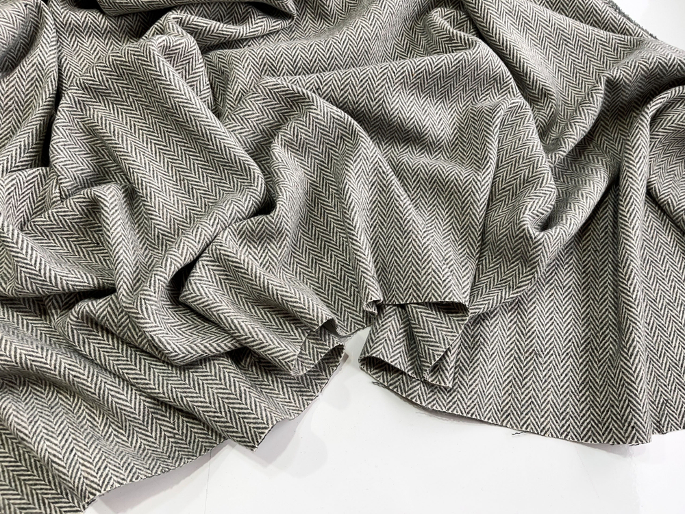 АНТРАЦИТ - Шерстяная костюмная/пальтовая ткань "Елочка" (1385 Евгения)