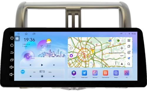 Магнитола для Toyota Land Cruiser Prado 150 2009-2013 (рамка бронза) - FarCar монитор 12.3" 2K QLED на Android 14, Быстрая, CarPlay, 4G SIM-слот