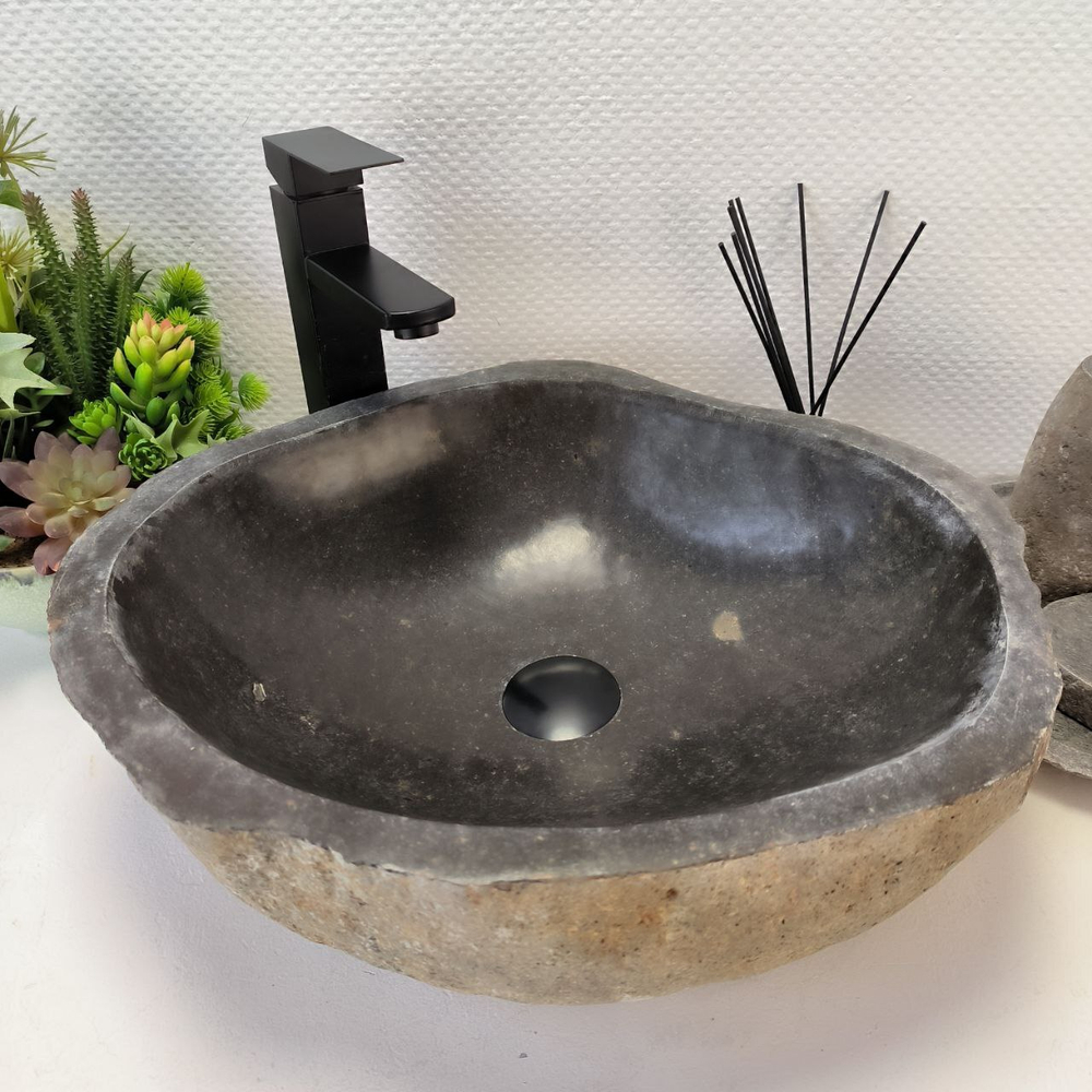 Каменная раковина из речного камня RS-63554 (47*42*15) 0122