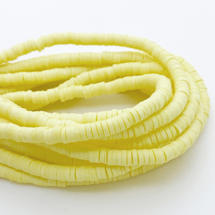 Бусина-диск, цвет светло-желтый, размер 4 мм, цена за нить 40 см