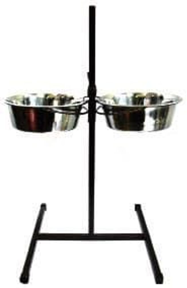 Кормушка-телескоп сварная с фикс. ,рег.2 мет миски(люкс 4,0л )28см,выс до 80 см Кормушка-телескоп сварная с фикс. ,рег.2 мет миски(люкс 4,0л )28см,выс до 80 см