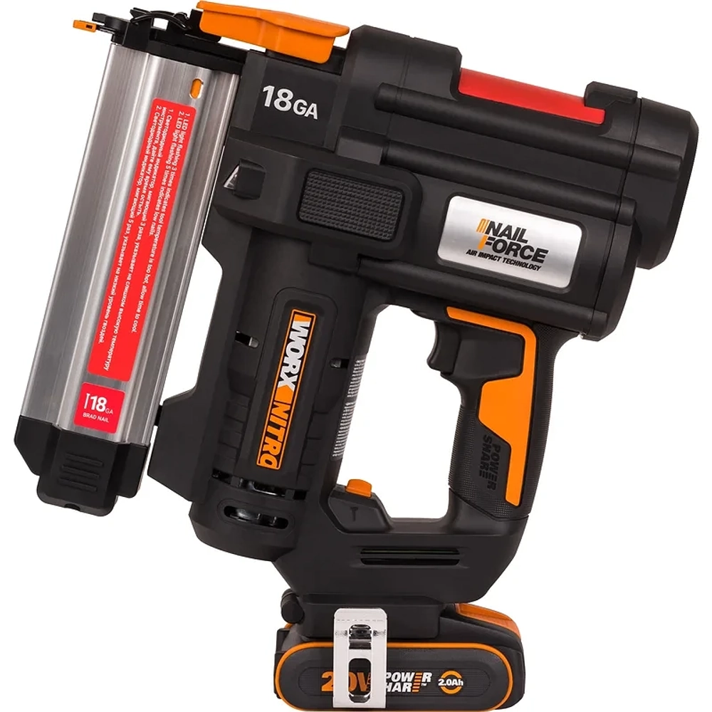 WORX WX842 аккумуляторный гвоздезабивной пистолет (1 x 2 Ач, ЗУ)