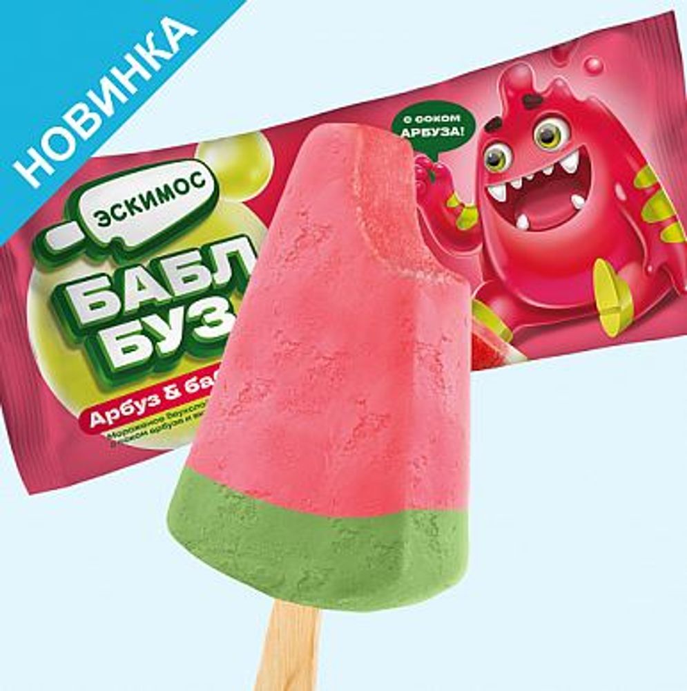 Мороженое эскимо "Бабл Буз" Арбуз/Бабл-Гам 60г