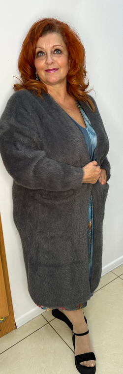 Теплый кардиган - пальто с ворсом